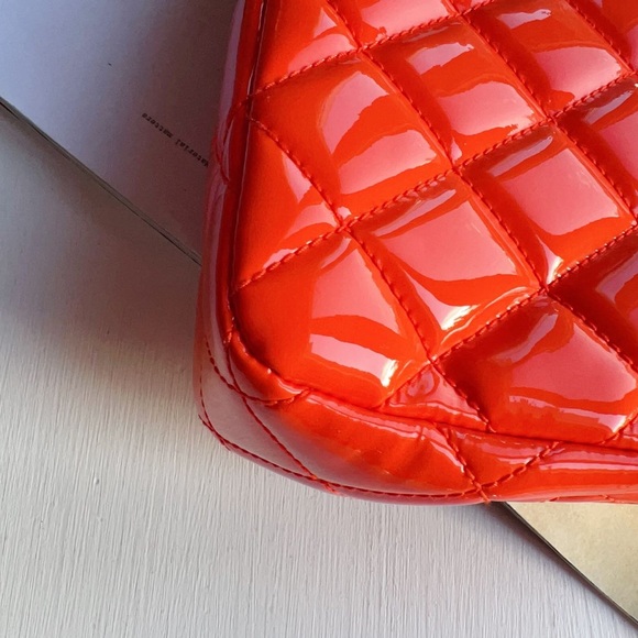 Chanel Patent Quilted Small Coco Shine Flap Orange - Picture 3 of 7